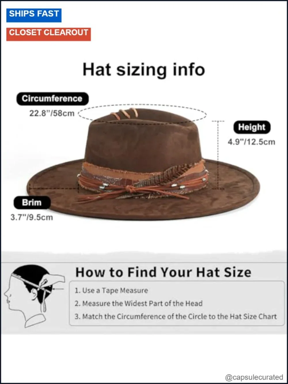 Handmade Wide Brim Fedora Hat Suede Fabric for Men Women Western Rancher Style